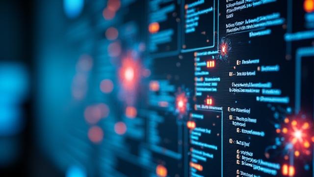 Visualisation nodale complexe typique de TouchDesigner, affichant des particules lumineuses en mouvement.