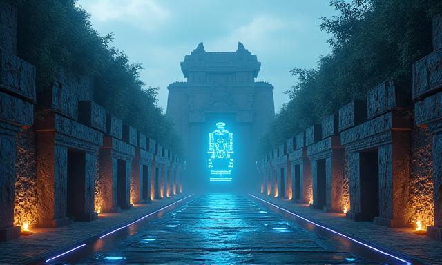 Visualisation 3D immersive d'une cité antique futuriste en réalité virtuelle